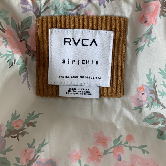 Brown corduroy RVCA puffer jacket - Picture 6 of 8